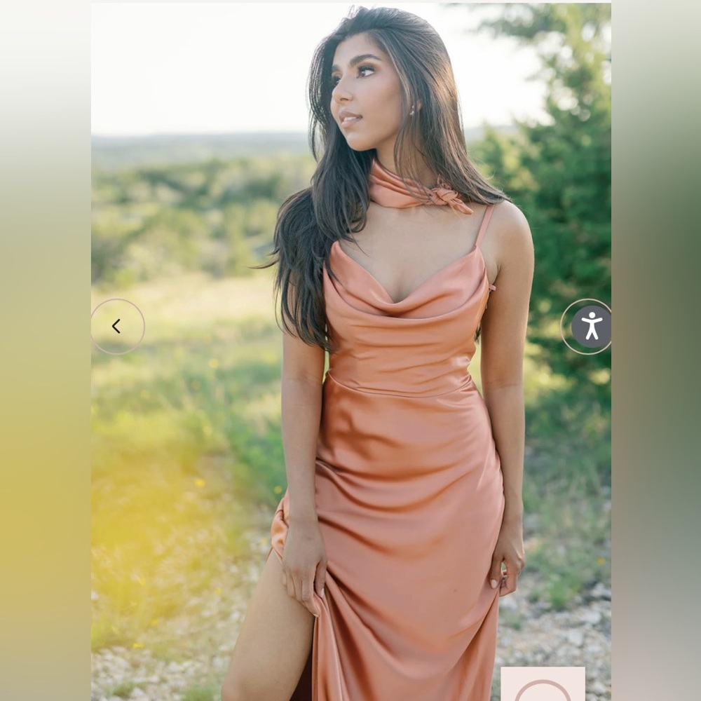 NWT Revelry Nadia size 4 copper satin bridesmaid dress wedding guest prom formal